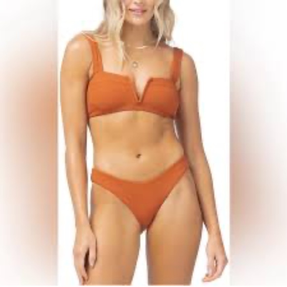 l*space Other - L* Space Lee Lee Ribbed Bikini Color AMBER Top and Bottom Size Large NWOT Beach